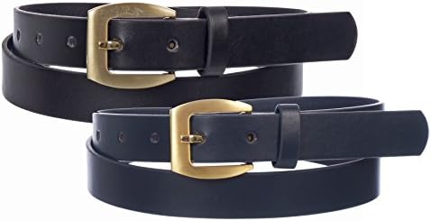 Landes Women's 2-Pack Modern Classic Belt with Gold Buckle (Navy/Black, XL)