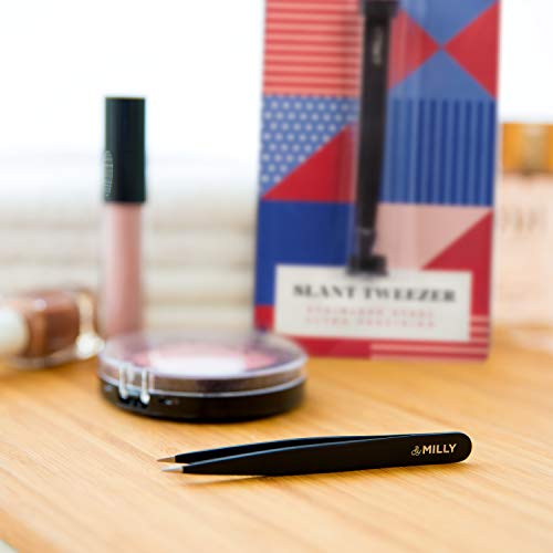 Tweezers Set | Precision Tweezers | Slant & Pointed Tweezers | Tweezers for Eyebrows | Stainless Steel Tweezer Kit | Tweezers for Ingrown Hair, Facial Hair, Splinter, Blackhead & Tick Remover | Black