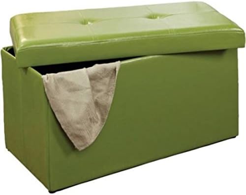Green Rectangle Water Resistant Faux leather Folding Storage Furniture Ottoman