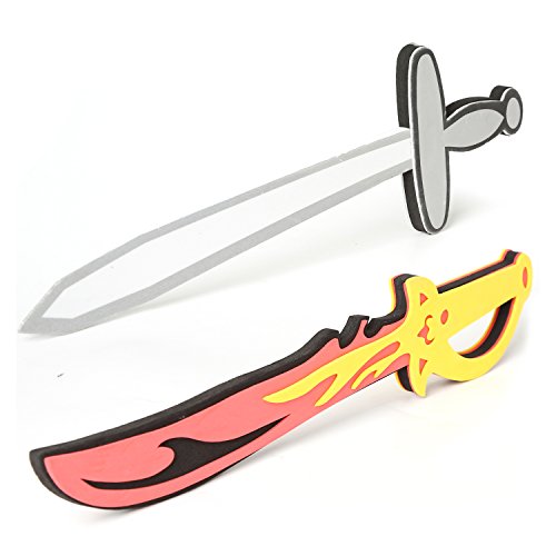 Pack of 10 Assorted Foam Sword and Shield Ninja Warrior Weapons Toy Set Pretend Playset for Kids