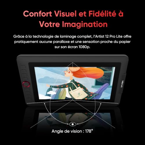 XPPen Artist 12 Pro Lite Graphic Tablet 11.6 Inch Screen 8192 Levels | Anti-Parallax Laminated Screen | 72% NTSC Colors | 8192 Level Stylus | Customizable Wheel | Compatible PC Mac Linux