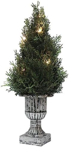 Kanstar 19" Outdoor Topiary Artificial Plants With Battery Operated 10PC LED Lights Waterproof (National Tree)