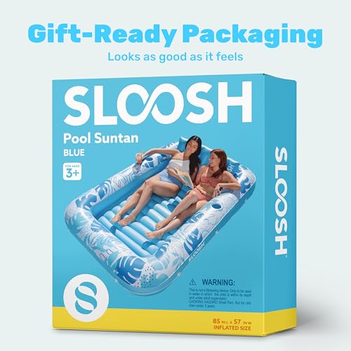 SLOOSH Inflatable Tanning Pool Float, 70"x46" Pool Floats for Adults with Pillow, 4 in 1 Float Tanning Raft, Sunbathing Bed for Sunbathing for Sunbathing for