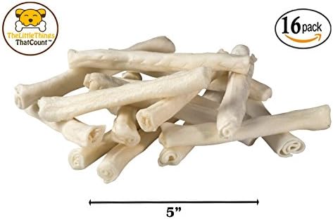 TheLittleThingsThatCount 100% Natural Rawhide Retriever Rolls/Sticks/Bones Chews Treats Chewy Rawhide Rolls for Puppies, Small to Medium Dogs | Comes w/Re-sealable Bag FDA Approved - 16/24pcs