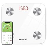 Bluetooth Smart Body Fat Scale, Whosfit Digital Weight BMI Bathroom Scale, Body Composition Monitor Analyzer Scale, Accurate Health Monitor, with Smartphone App-400 lbs-White