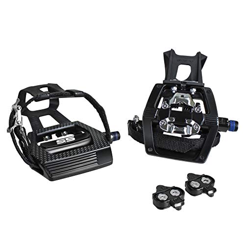 BV Bike Shimano SPD Compatible 9/16” Pedals with Toe Clips (SPD Cleats Included) – Indoor/Exercise/Peleton Bicycle Pedals