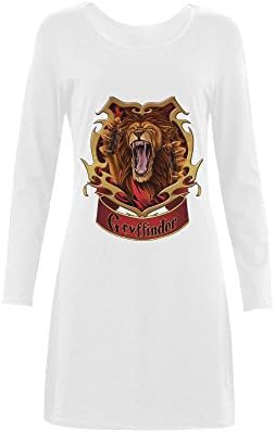 Women's Harry Potter Gryffindor Nightshirt Sleepshirt Long Sleeve Dress White