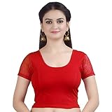 Chandrakala Womens Stretchable Readymade Red Saree Blouse Crop Top Choli,Red,Free Size
