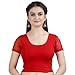 Chandrakala Women's Stretchable Readymade Lycra Red Indian Ethnic Saree Blouse Crop Top Choli-Small (B102RED)