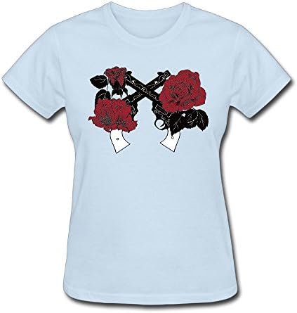 Women's Tee, Rose Gun Cotton Printed Short Sleeve Tops T Shirt Pullovers SkyBlue