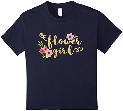 Kids Flower Girl Shirt | Flower Girl Gift T-shirt Wedding Party 12 Navy