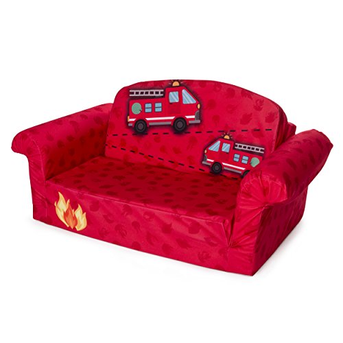 Marshmallow Furniture - Children's 2 in 1 Fire Truck Flip Open Foam Sofa (Amazon Exclusive)