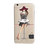 iPhone 6 Case, Axiba Girl Printed Transparent TPU Carring Case Cover for iPhone 6s 4.7 Inch (Pattern 05)