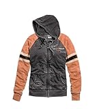 Harley-Davidson Women's Genuine Oil Can Burnout Graphic Full Zip Hoodie (Grey)
