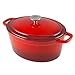 Zelancio Cookware 6-Quart Enameled Cast Iron Oval Dutch Oven Cooking Dish with Skillet Lid, Cayenne Red