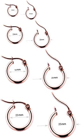 4 Pairs Stainless Steel Rounded Small Hoop Earrings Set for Women Nickel Free,Rose Gold