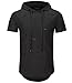 KLIEGOU Men's Hipster Hip Hop Hoodie hole Tshirt 1705-2 (Medium, Black)