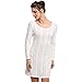 Franterd Women's Plain A Line Cable Long Sleeve Knit Sweater Mini Dress (S, White)