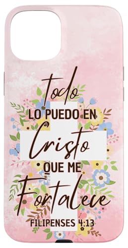 Filipenses 4:13, Cute Cross Christian Bible Verse in Spanish Case for iPhone 15…
