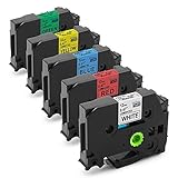 Unistar Compatible Label Tape Replacement&nbsp;for TZ Color Tape P-Touch 12mm 0.47 inch Laminated Label Replacement for TZe231 431 531 TZ631 TZ731 26.2 Feet for PTD210 PTH110 5 Pack