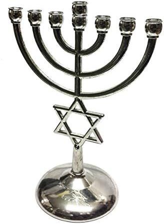 Jerusalem Silver Temple Menora 7 Branches Menorah Star Of David Israel 7.1"