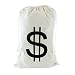 Super Z Outlet Large Canvas Natural Money Bag Pouch with Drawstring Closure and Dollar Sign Design for Toy Party Favors, Bank Robber Cowboy Pirate Theme, Carrying Case Sack primary