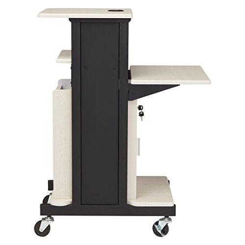 Oklahoma Sound PRC-250 Deluxe Presentation Cart, 30" Length x 18" Width x 40.5" Height, Ivory Woodgrain - Thumbnail 4