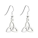 Trinity Knot Drop Earrings Rhodium Plated Made in Ireland