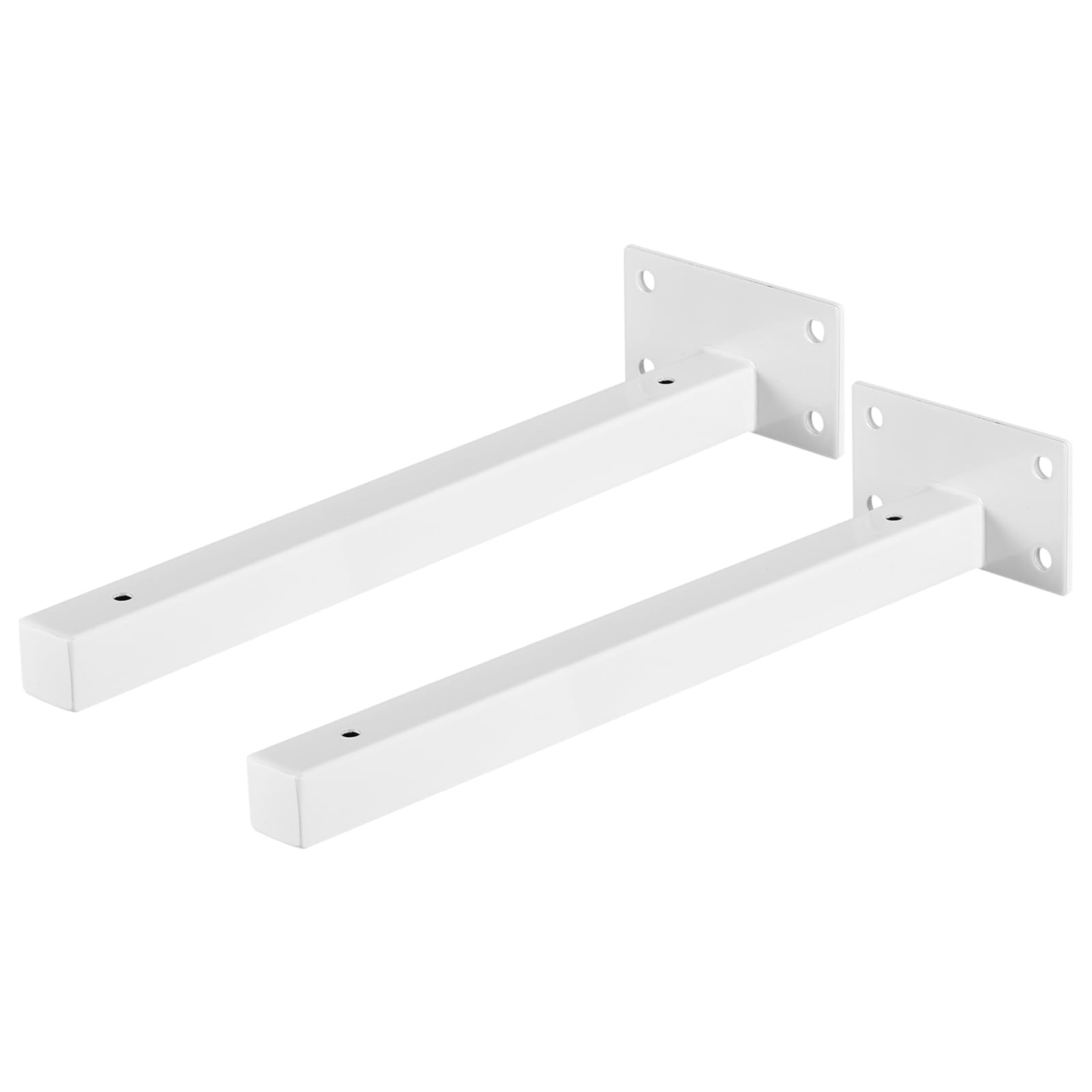 uxcell Floating Shelf Brackets, 2pcs 10"(250mm) Industrial Metal Brackets for Shelves Wall Mounted Shelf Supports, White