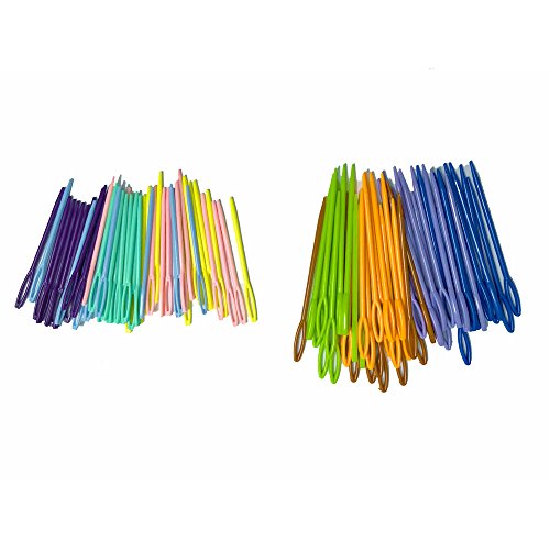 100 Pcs Plastic Sewing Needles, iFergoo 50 Pcs 3.5" Colorful Large Eye Crafts Needles and 50 Pcs 2.75"Kids Safety Learning Needles for DIY Sewing Handmade Crafts, kid Weave Education - Thumbnail 4