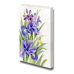 Canvas Prints Wall Art - Watercolor Flower Collection Irises - 18" x 12"