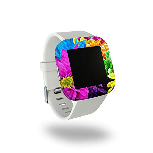 MightySkins Carbon Fiber Skin for Fitbit Versa 2 - Colorful Flowers | Protectiv…