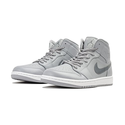 JORDAN MENS AIR JORDAN 1 MID GREY COOL GREY COOL GREY WHITE SIZE 13