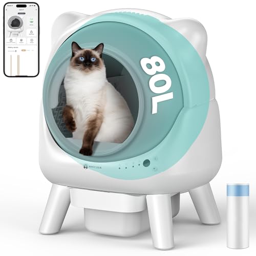 Cura X1 Self-Cleaning Cat Litter, 80+8L Self-Cleaning Litter, Safety Sensors, Odour Removal, App Control, Large Capacity, Automatic Litter for Multiple Cats