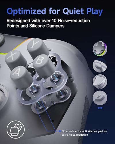 EasySMX X05Pro Charging Dock Controller for PC/Switch/Phone, Silent Button, 1000mAhBattery, Ergonomic Skin-Like Grip X05 Pro Wireless Controller,RGB, Dual Triggers, Hall Joysticks,Programmable