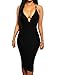 Womens Sexy Double Straps Cross Back V Neck Party Club Midi Dress