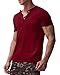 MODCHOK Men's Short Sleeve Henley T Shirt Round Neck Button Slim Fit Tops Blouse 1Wine Red S