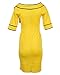 Donsane Women's Collared Solid Three-Quarter-Sleeve Short Fitted Dress, Yellow, Small
