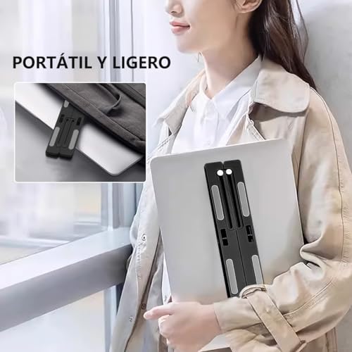 MXHIGO Soporte de Plástico PP Portátil para Laptop, Base Laptop Plegable con 10 Escalones Ajustables, Ligero y Portátil, Soporte Computadora para Ventilación de Calor, Estable y Antideslizante