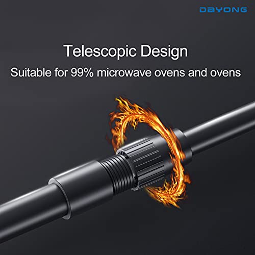 DAYONG Microwave Oven Rack,Expandable Horizontal Extension Microwave Shelf Toaster Oven Stand Rice Cooker Stand Kitchen Counter Top Organizer 2-tier with 6 Hooks