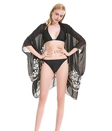 image for Gemazon　Ｃollection Embroidered Kimono Cardigan Beach Coverup – B