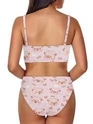 Howilath Women High Wasited Cute Pink Pig Bikini