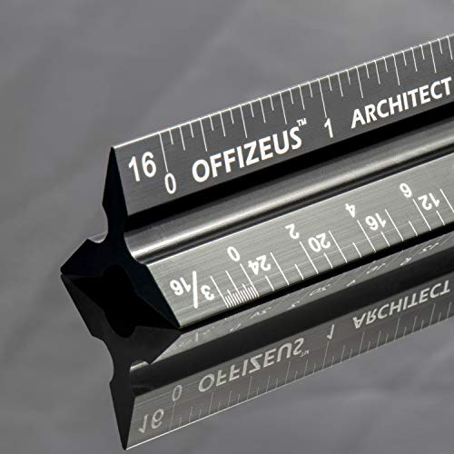 Architectural Scale Ruler 12" - Professional Grade Triangle Metal Design - Aluminum Imperial Laser Etched Scales - for Architects, Drafting, Blueprints, Engineering - Makes A Great Gift for Architect - Thumbnail 3