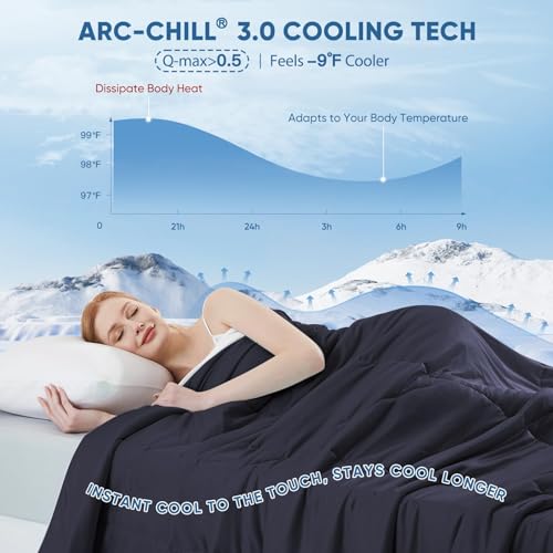 Elegear Revolutionary Cooling Comforter Queen Absorb Body Heat to Keep Cool, Cooling Blanket for Hot Sleepers Japanese Arc-Chill 3.0 Cool Tech Summer Comforter Hypo-Allergenic Cool Quilt-Black/Gray