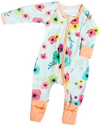 Baby And Toddler Pajama Romper - The Dreamer - Made To Keep Little Girls Warm,Water Color Floral,0-3 Months