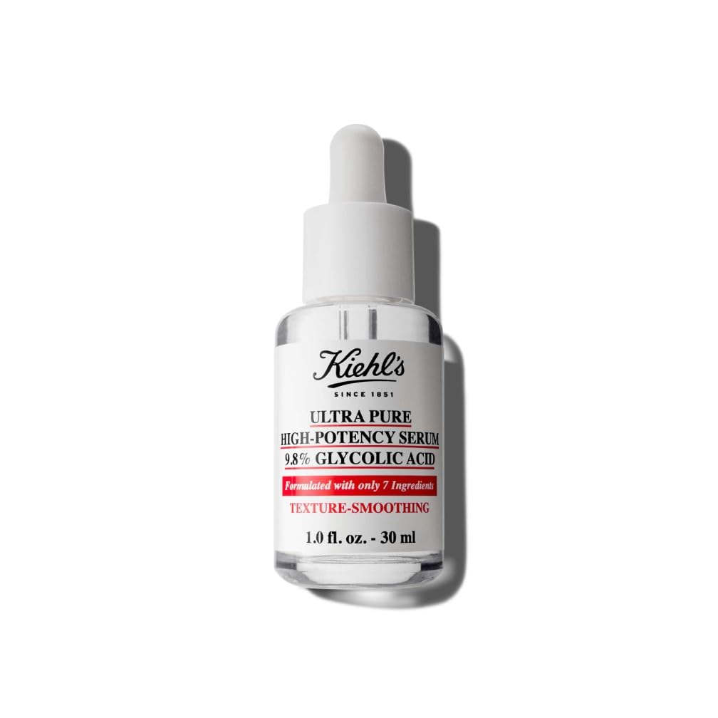 Kiehl's Ultra Pure High-Potency 9.8% Glycolic Acid Serum, Concentrated Exfoliating Face Serum, All Skin Types, 30Ml