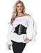 Shaper Corset White Chemise Shirt Top Medieval Peasant Blouse SC88523A,White,X-Large