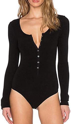 Thong Single Breasted Bodysuit Long Sleeve Body Shirt Women