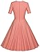MUXXN Women's 50s Retro Solid Patchwork Pleated Swing Dress (L, Pink)