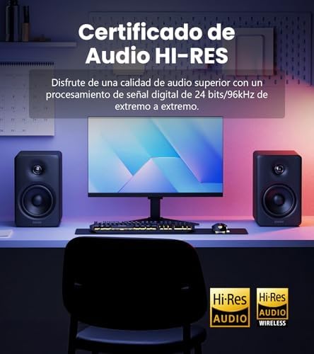Colunas de estante M90, colunas de secretária RMS de 100W, áudio de alta resolução, LDAC, colunas compactas Bluetooth 6.0, entrada HDMI eARC/ótica/USB-C/AUX, Comando Remoto para TV/PC - Preto